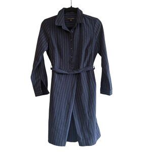 Banana Republic dark blue pinstripe shirt dress with belt Size 2 petite